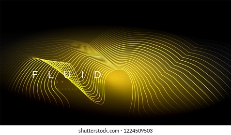 Digital flowing wave particles abstract background, vector smoke effect design