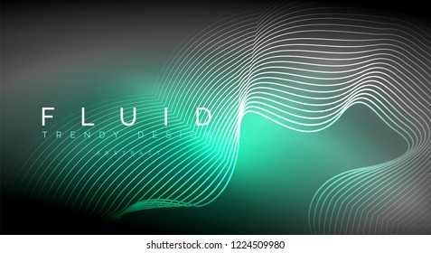 Digital flowing wave particles abstract background, vector smoke effect design