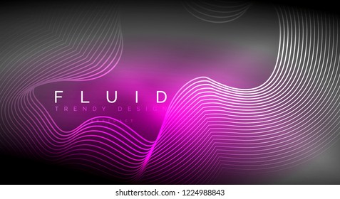 Digital flowing wave particles abstract background, vector smoke effect design