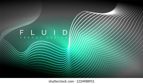 Digital flowing wave particles abstract background, vector smoke effect design