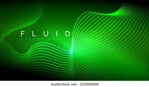Digital flowing wave particles abstract background, vector smoke effect design