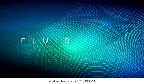 Digital flowing wave particles abstract background, vector smoke effect design