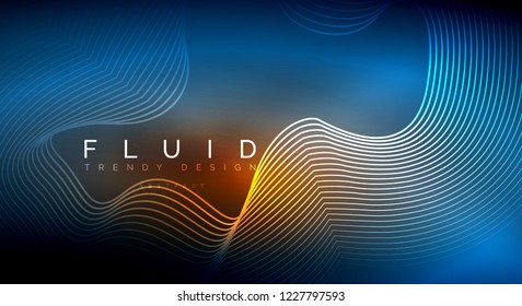 Digital flowing wave particles abstract background, vector smoke effect design