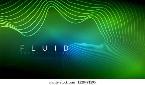 Digital flowing wave particles abstract background, vector smoke effect design