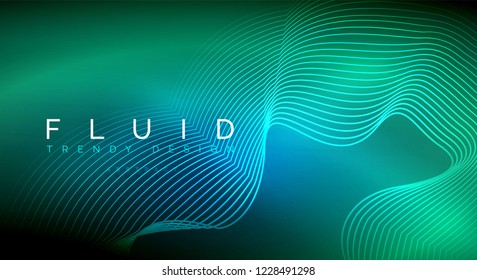 Digital flowing wave particles abstract background, vector smoke effect design