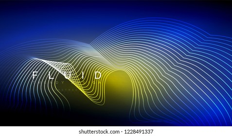 Digital flowing wave particles abstract background, vector smoke effect design