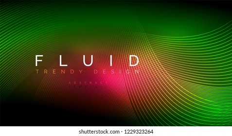 Digital flowing wave particles abstract background, vector smoke effect design