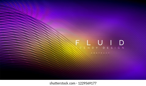 Digital flowing wave particles abstract background, vector smoke effect design