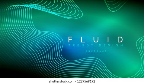 Digital flowing wave particles abstract background, vector smoke effect design