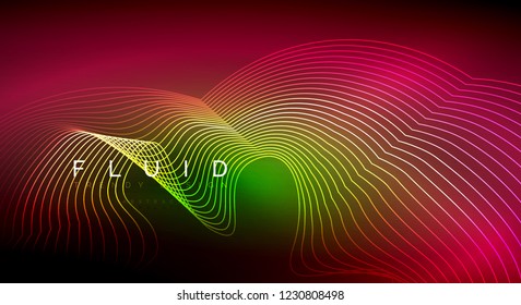 Digital flowing wave particles abstract background, vector smoke effect design