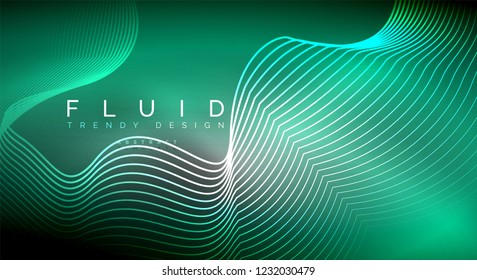 Digital flowing wave particles abstract background, vector smoke effect design