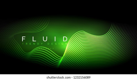 Digital flowing wave particles abstract background, vector smoke effect design