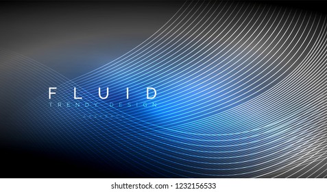 Digital flowing wave particles abstract background, vector smoke effect design