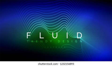 Digital flowing wave particles abstract background, vector smoke effect design