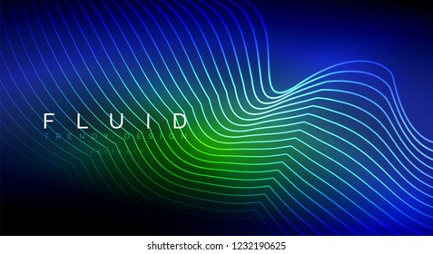 Digital flowing wave particles abstract background, vector smoke effect design