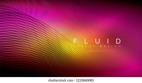 Digital flowing wave particles abstract background, vector smoke effect design