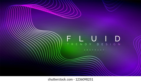 Digital flowing wave particles abstract background, vector smoke effect design