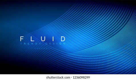 Digital flowing wave particles abstract background, vector smoke effect design