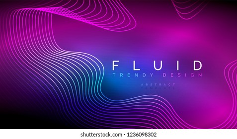 Digital flowing wave particles abstract background, vector smoke effect design