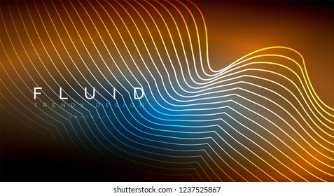 Digital flowing wave particles abstract background, vector smoke effect design
