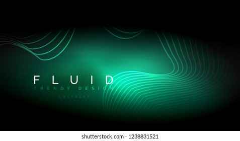 Digital flowing wave particles abstract background, vector smoke effect design