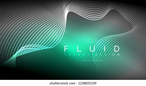 Digital flowing wave particles abstract background, vector smoke effect design