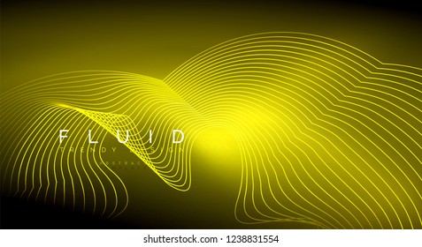 Digital flowing wave particles abstract background, vector smoke effect design