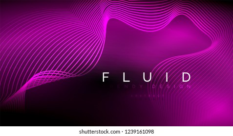 Digital flowing wave particles abstract background, vector smoke effect design