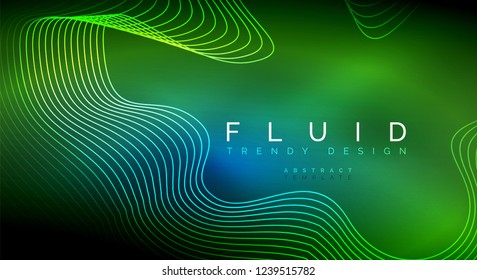 Digital flowing wave particles abstract background, vector smoke effect design