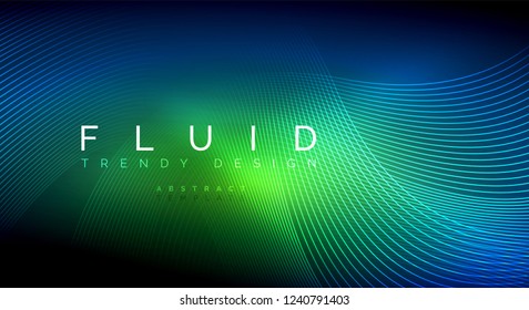 Digital flowing wave particles abstract background, vector smoke effect design