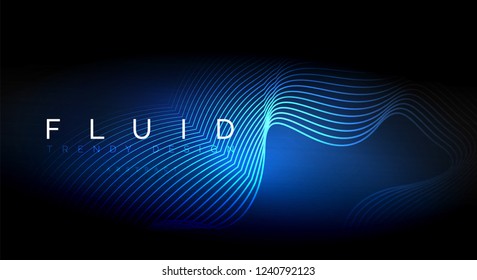 Digital flowing wave particles abstract background, vector smoke effect design