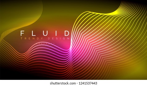 Digital flowing wave particles abstract background, vector smoke effect design