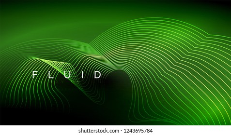 Digital flowing wave particles abstract background, vector smoke effect design