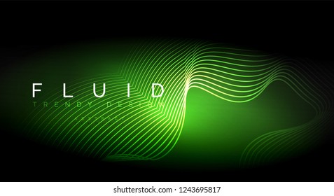 Digital flowing wave particles abstract background, vector smoke effect design