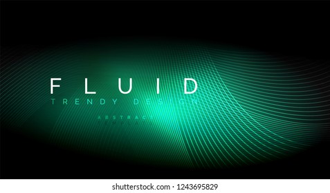 Digital flowing wave particles abstract background, vector smoke effect design