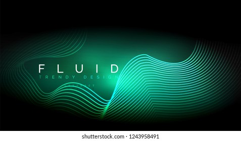 Digital flowing wave particles abstract background, vector smoke effect design