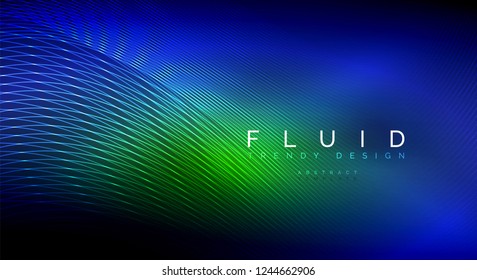 Digital flowing wave particles abstract background, vector smoke effect design