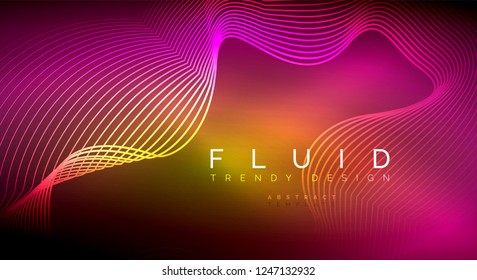 Digital flowing wave particles abstract background, vector smoke effect design