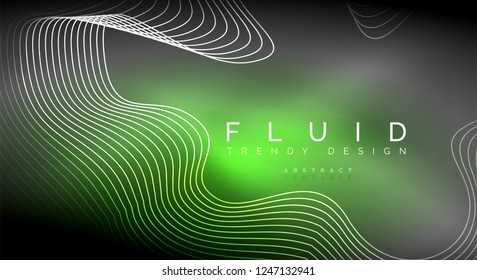Digital flowing wave particles abstract background, vector smoke effect design