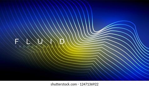 Digital flowing wave particles abstract background, vector smoke effect design