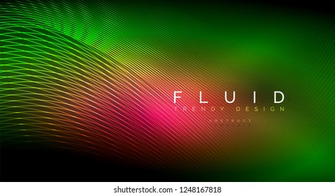 Digital flowing wave particles abstract background, vector smoke effect design