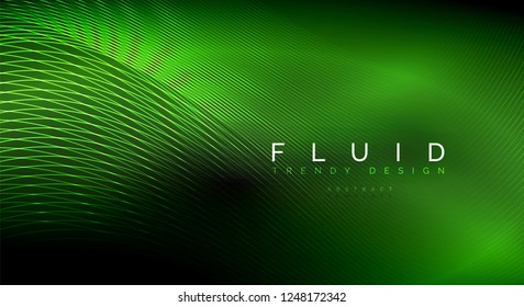 Digital flowing wave particles abstract background, vector smoke effect design