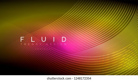 Digital flowing wave particles abstract background, vector smoke effect design