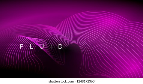 Digital flowing wave particles abstract background, vector smoke effect design