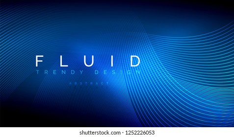 Digital flowing wave particles abstract background, vector smoke effect design