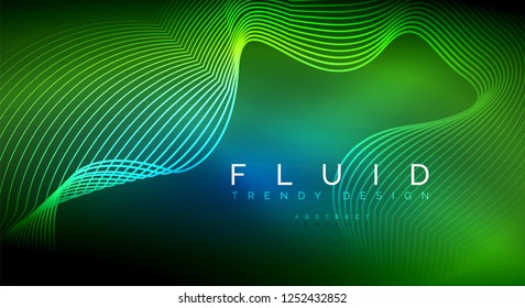 Digital flowing wave particles abstract background, vector smoke effect design
