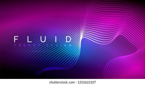 Digital flowing wave particles abstract background, vector smoke effect design