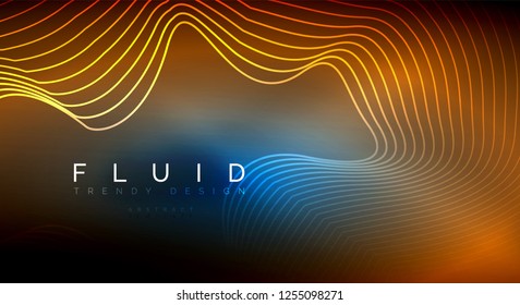 Digital flowing wave particles abstract background, vector smoke effect design
