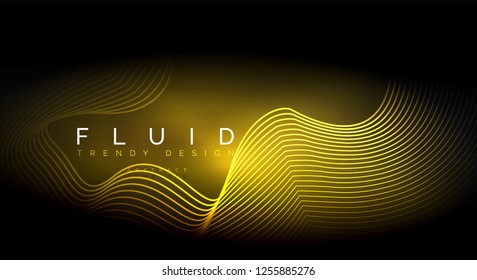 Digital flowing wave particles abstract background, vector smoke effect design