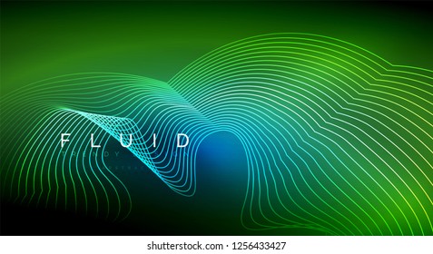 Partículas de onda de flujo digital fondo abstracto, diseño de efecto de humo vectorial